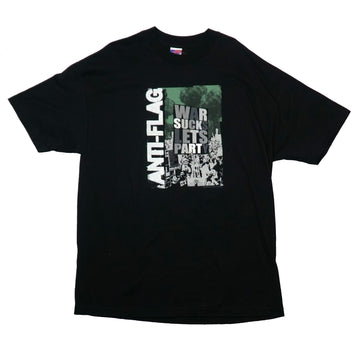 Anti-Flag Mens T-Shirt - War Sucks Lets Party Five Point Gun Star Back