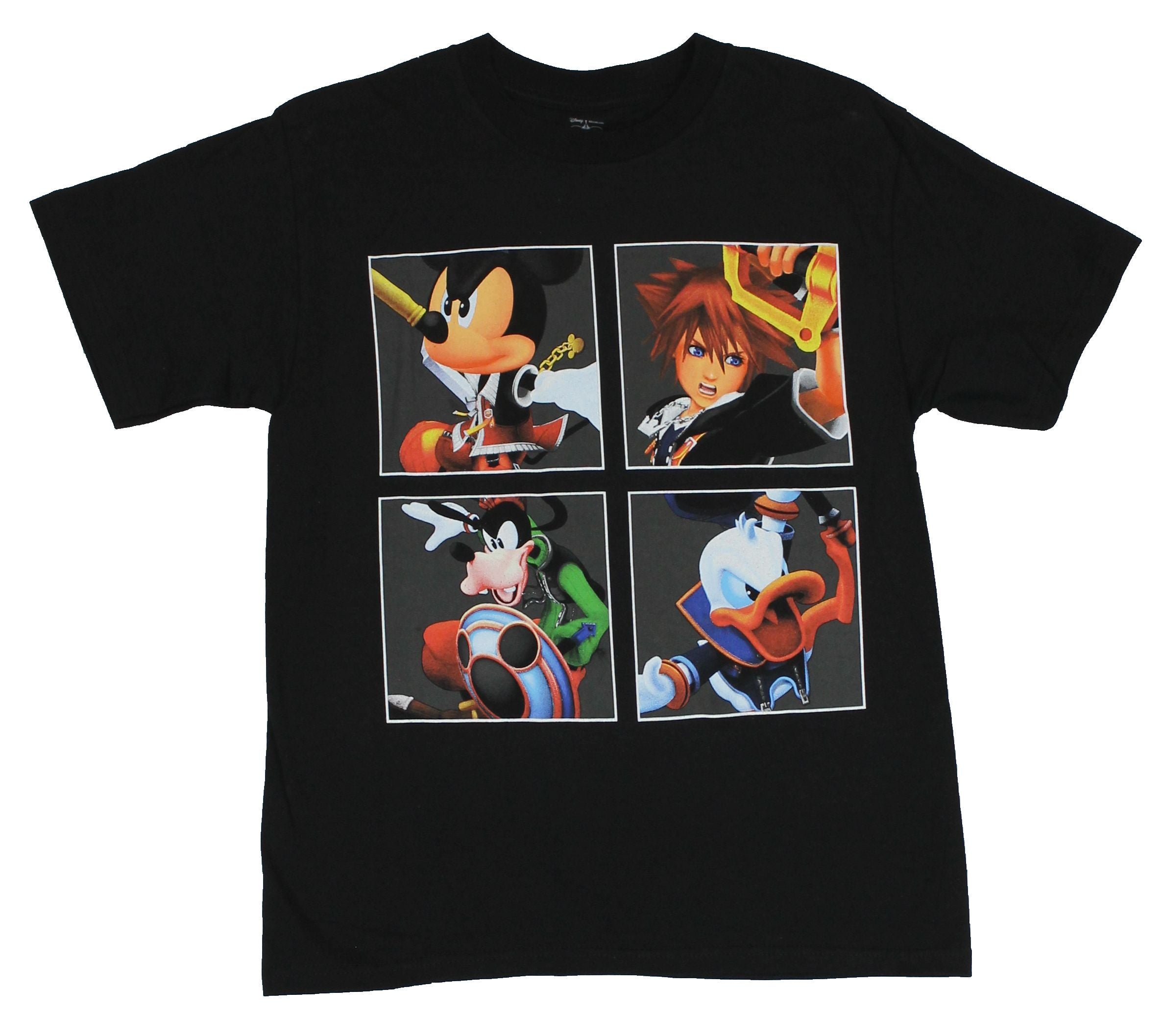 Kingdom Hearts Mens T-Shirt - Four Box Images Sora, Mickey, Donald, & Goofy