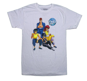 Yu Yu Hakusho Mens T-Shirt - Group Under Circle Ghost Files Lapel Logo