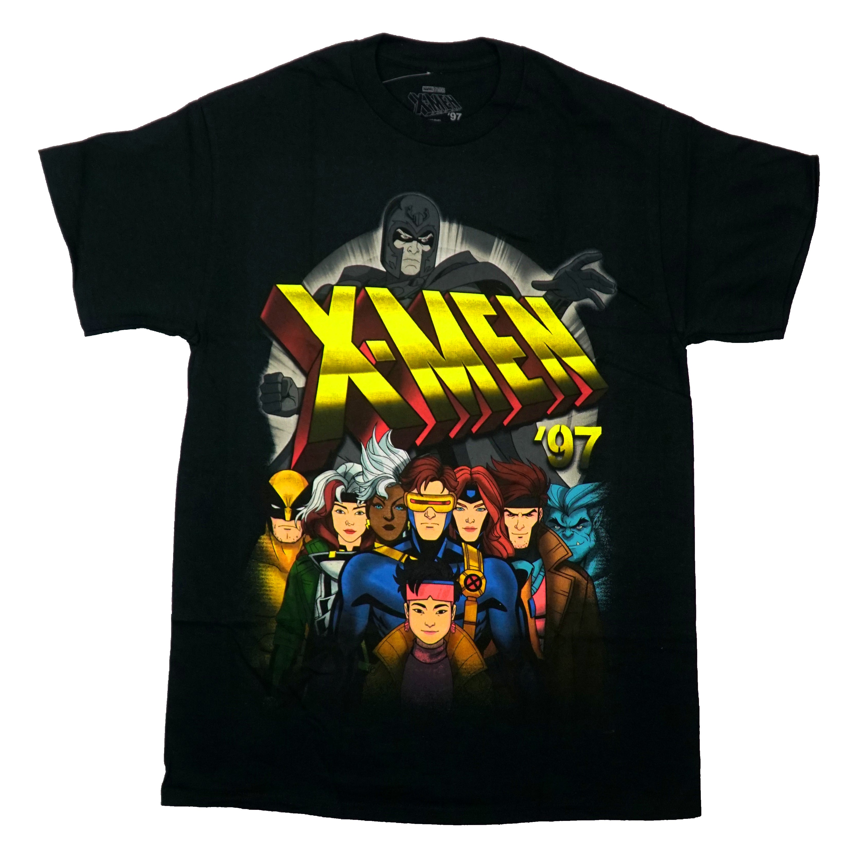 X-Men '97 Mens T-Shirt - Grayscale Magneto Over Cast