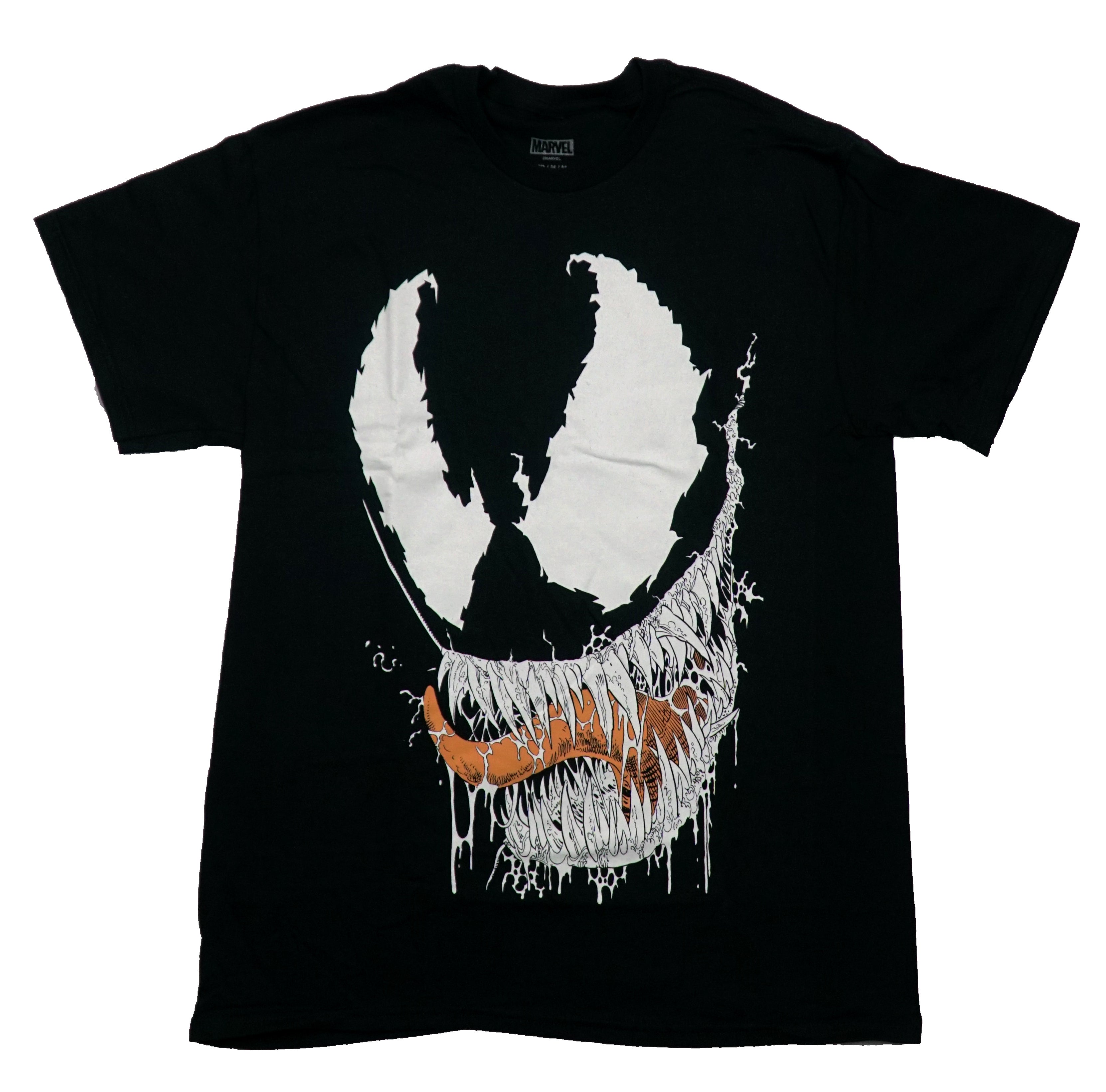 Venom Mens T-Shirt -Big Eyes Dripping Face Sticking Out Peach Tongue