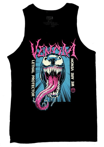 Venom Mens Tank Top - Sticking Out Pink Tongue Bobbed Wire Name