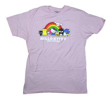 Hello Kitty & Friends Mens T-Shirt - Posing In Front of Rainbow