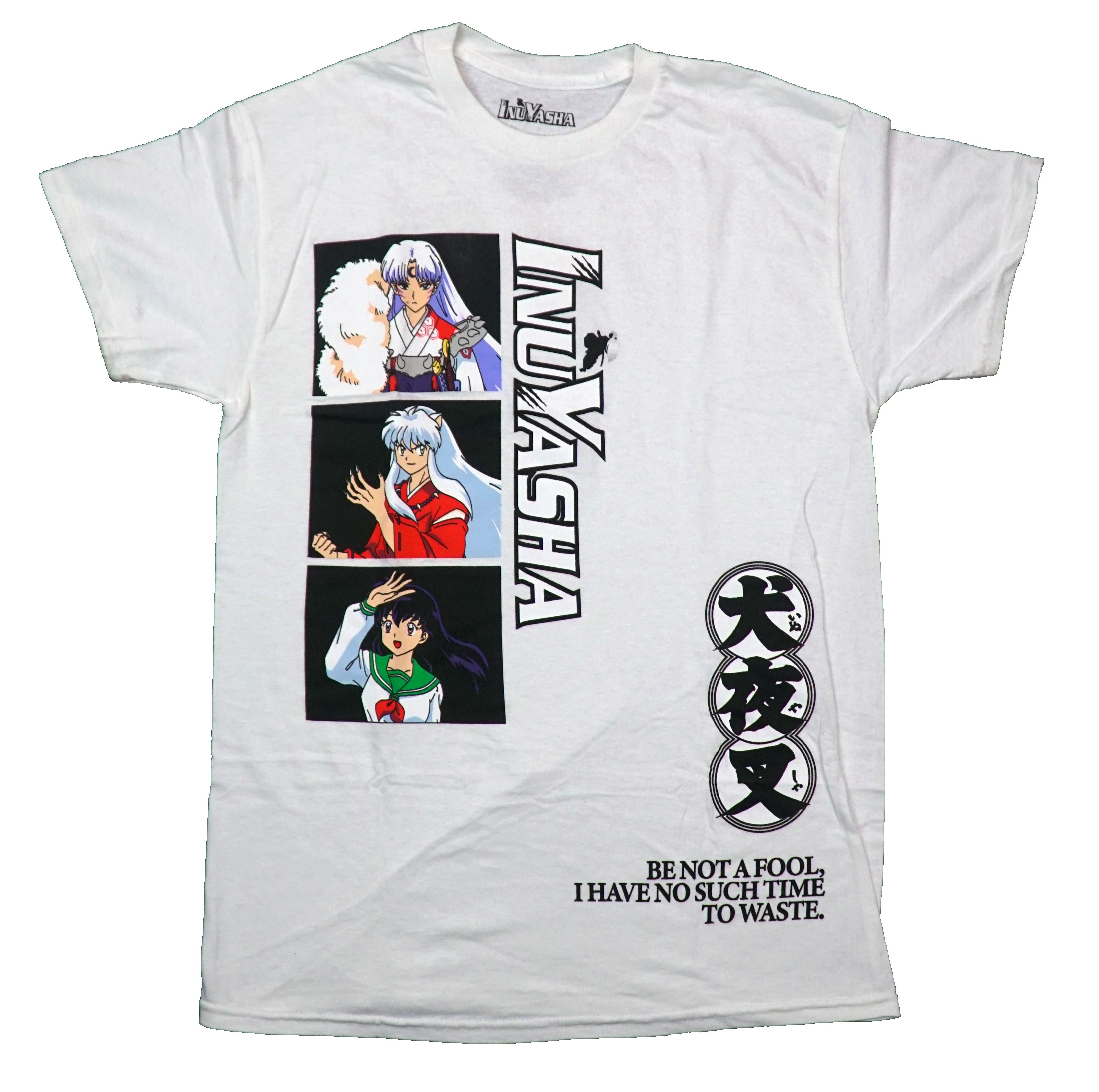 Inuyasha Mens T-Shirt -3 Black Box Women Characters Above Be Not A Fool...