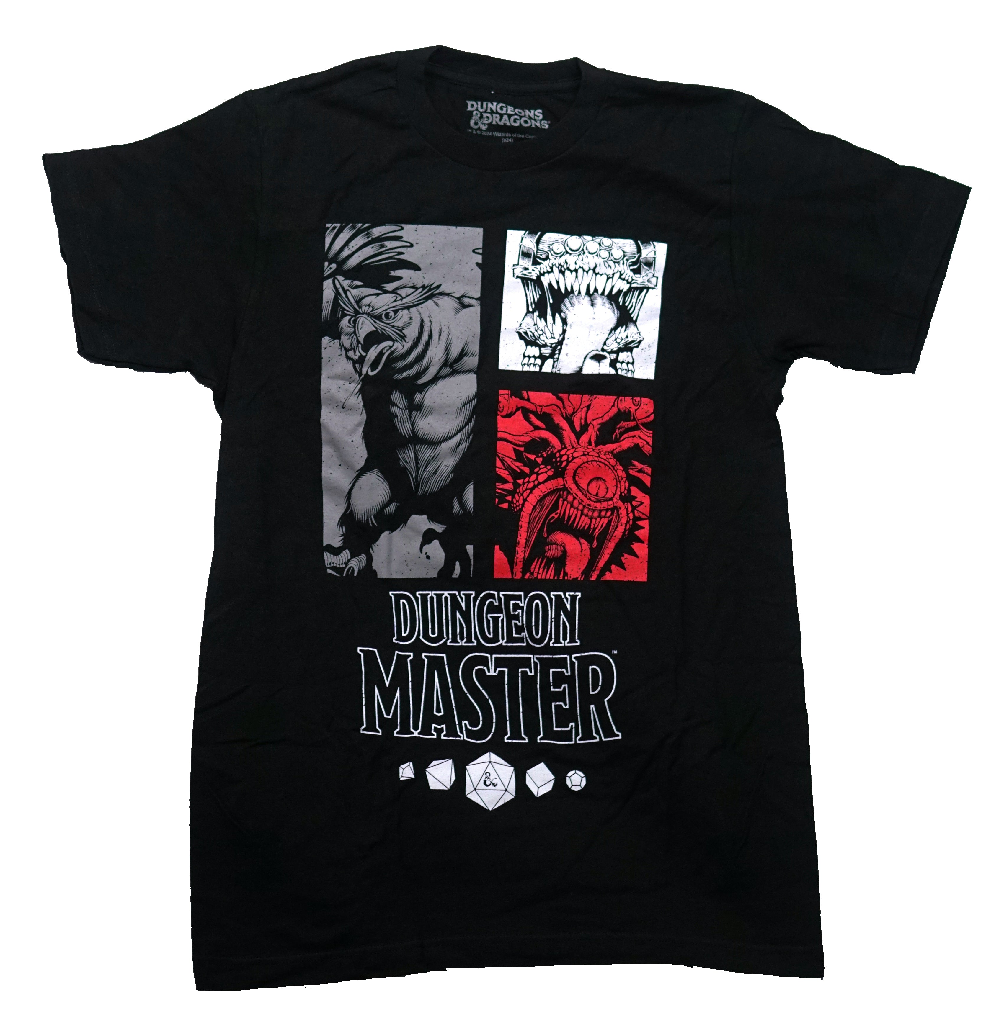 Dungeons & Dragons Mens T-Shirt - 3 Boxed Images Above Dungeon Master