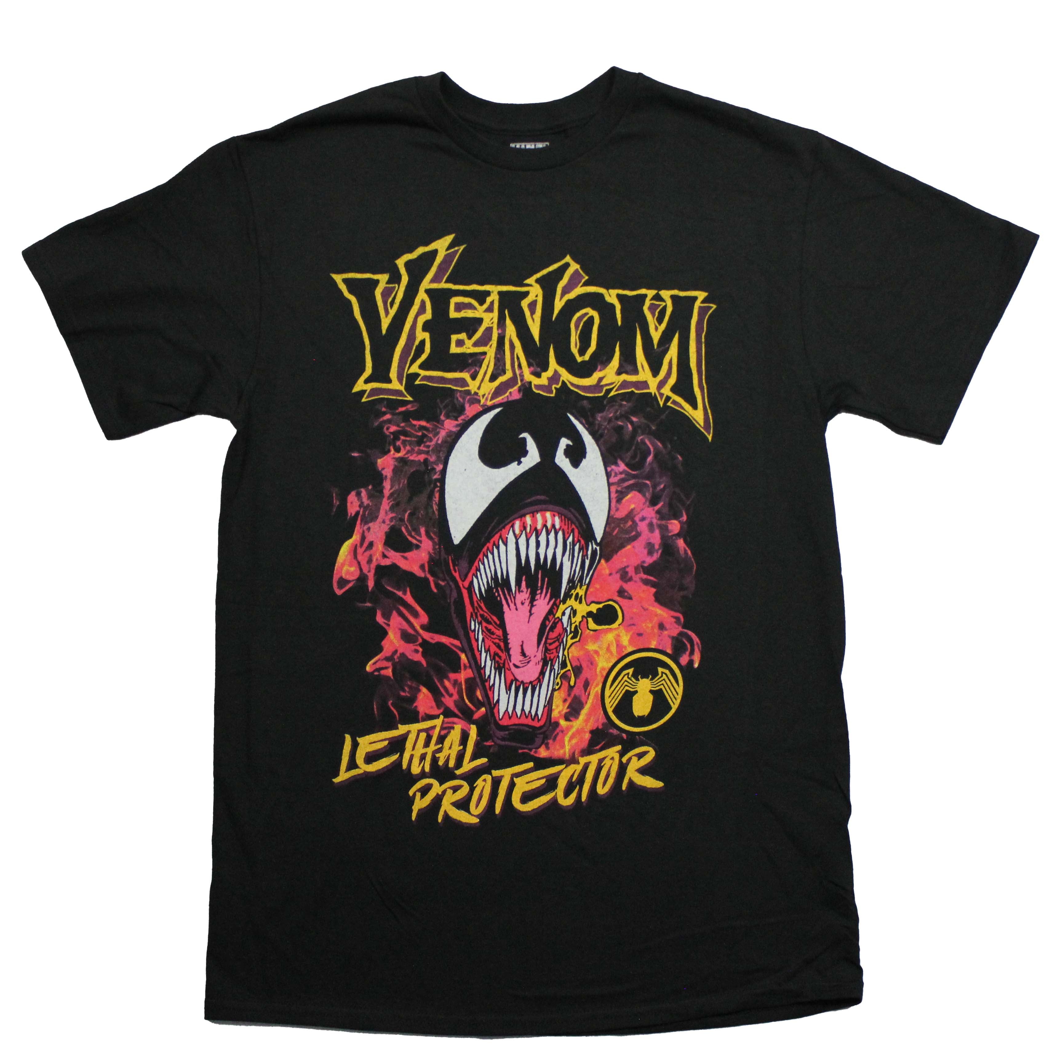 Venom Mens T-Shirt - Screaming Face Fiery Background Lethal Protector