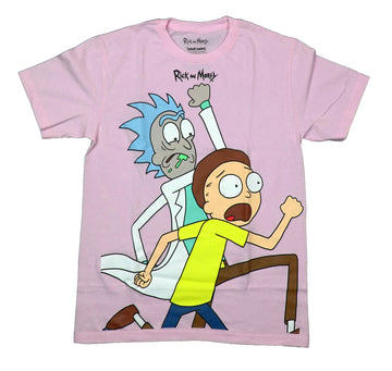 Rick and Morty Mens T-Shirt - Full Front Image of Rick and Morty Running