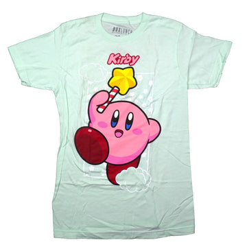 Kirby Mens T-Shirt - Looking Up at Wand In White Clouds & Stars Frame