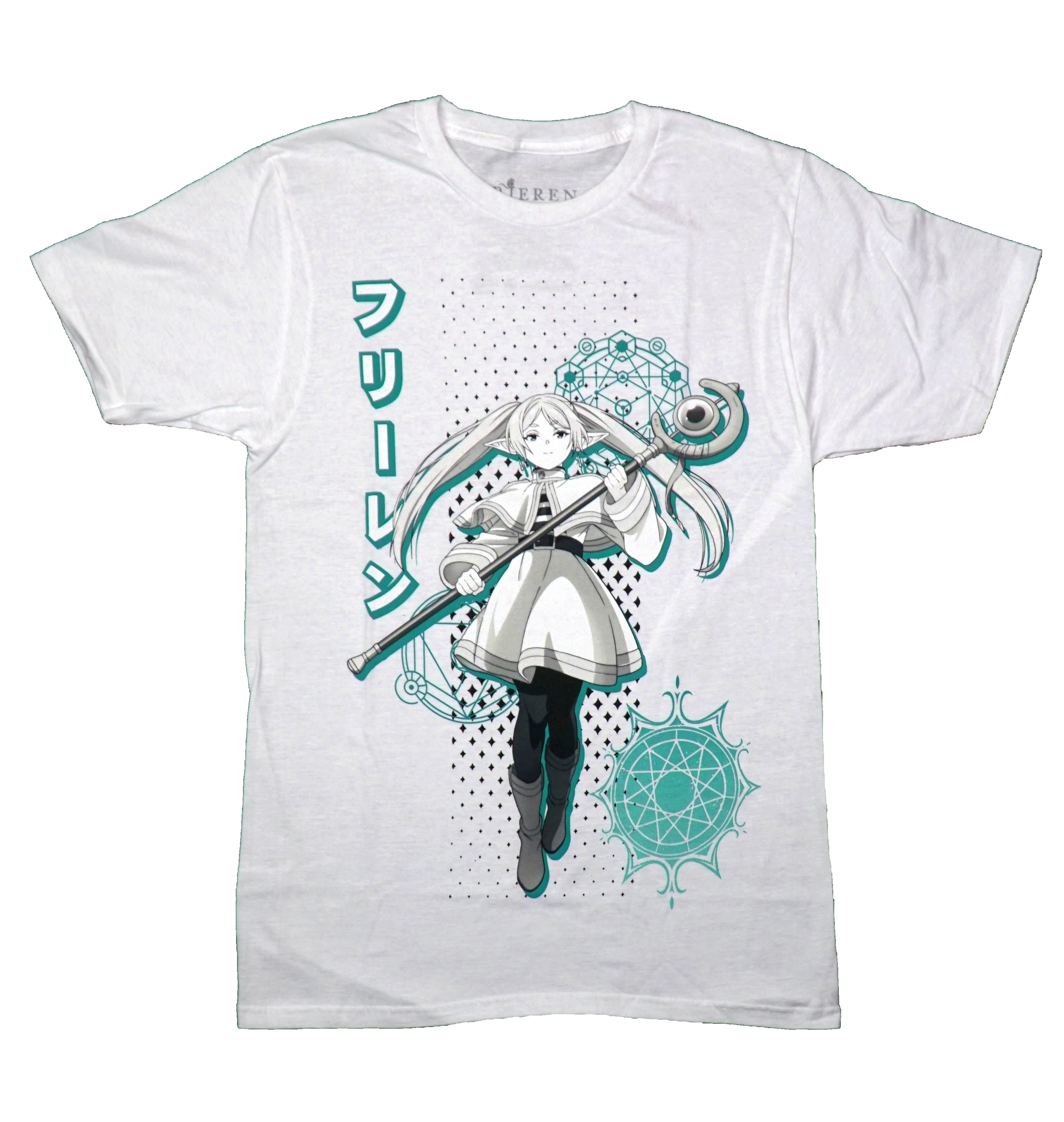 Frieren Beyond Journey's End Mens T-Shirt - Frieren standing Kanji Text