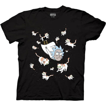 Rick And Morty Mens T-Shirt - Rick Diving With Space Cats