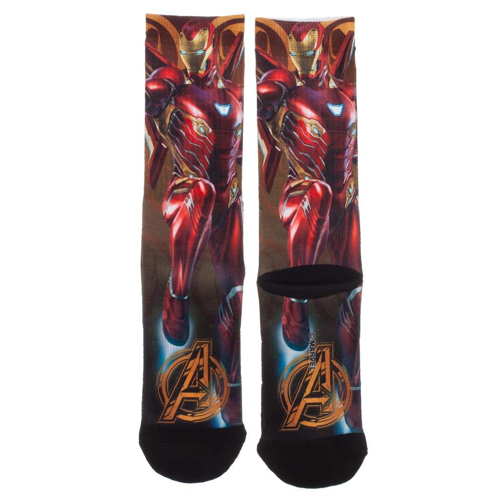 Bioworld Marvel Avengers Infinity War Iron Man Sublimated Character Design Crew Socks