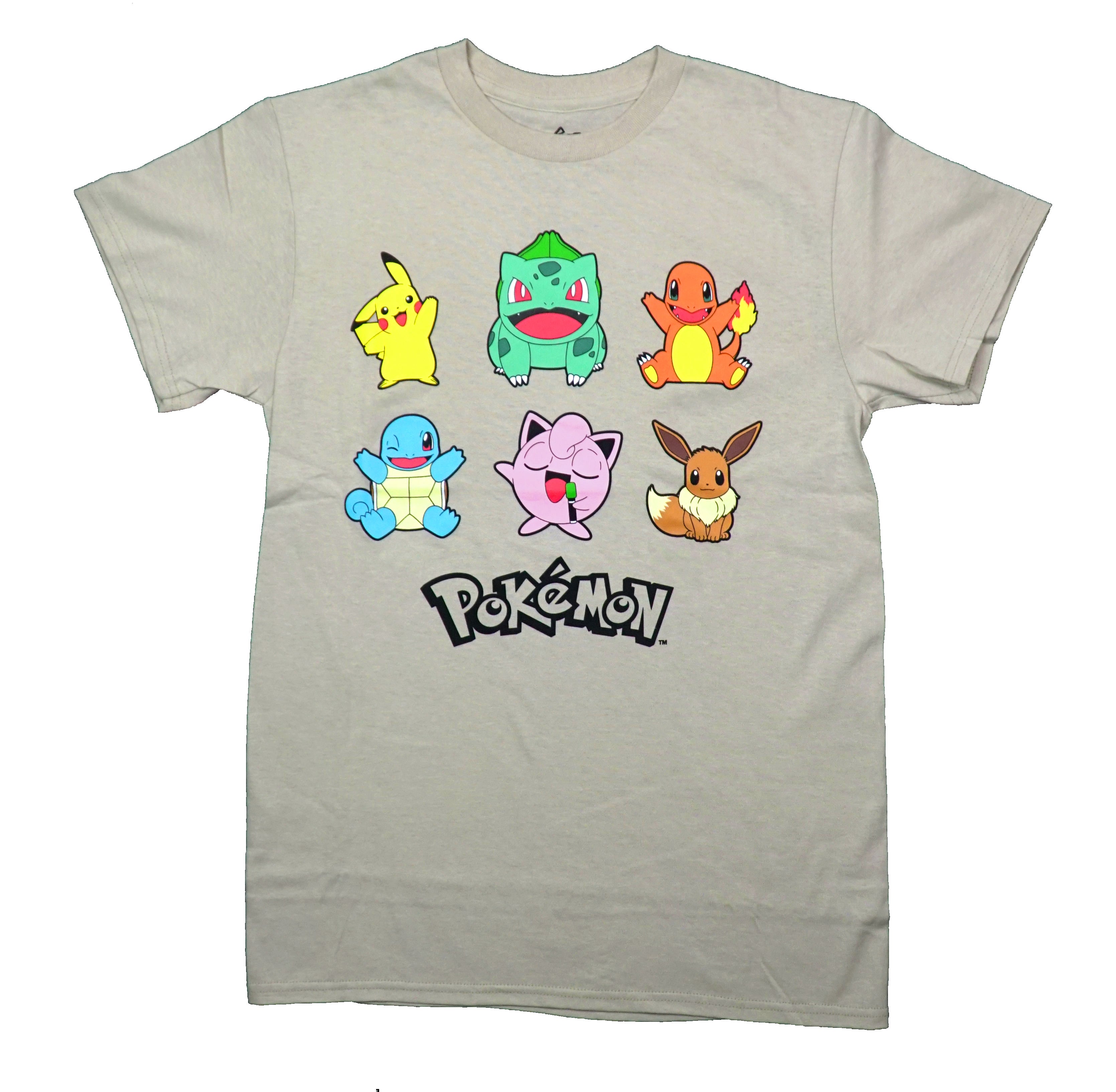 Pokemon Mens T-Shirt - Six Chibi Characters Over Name
