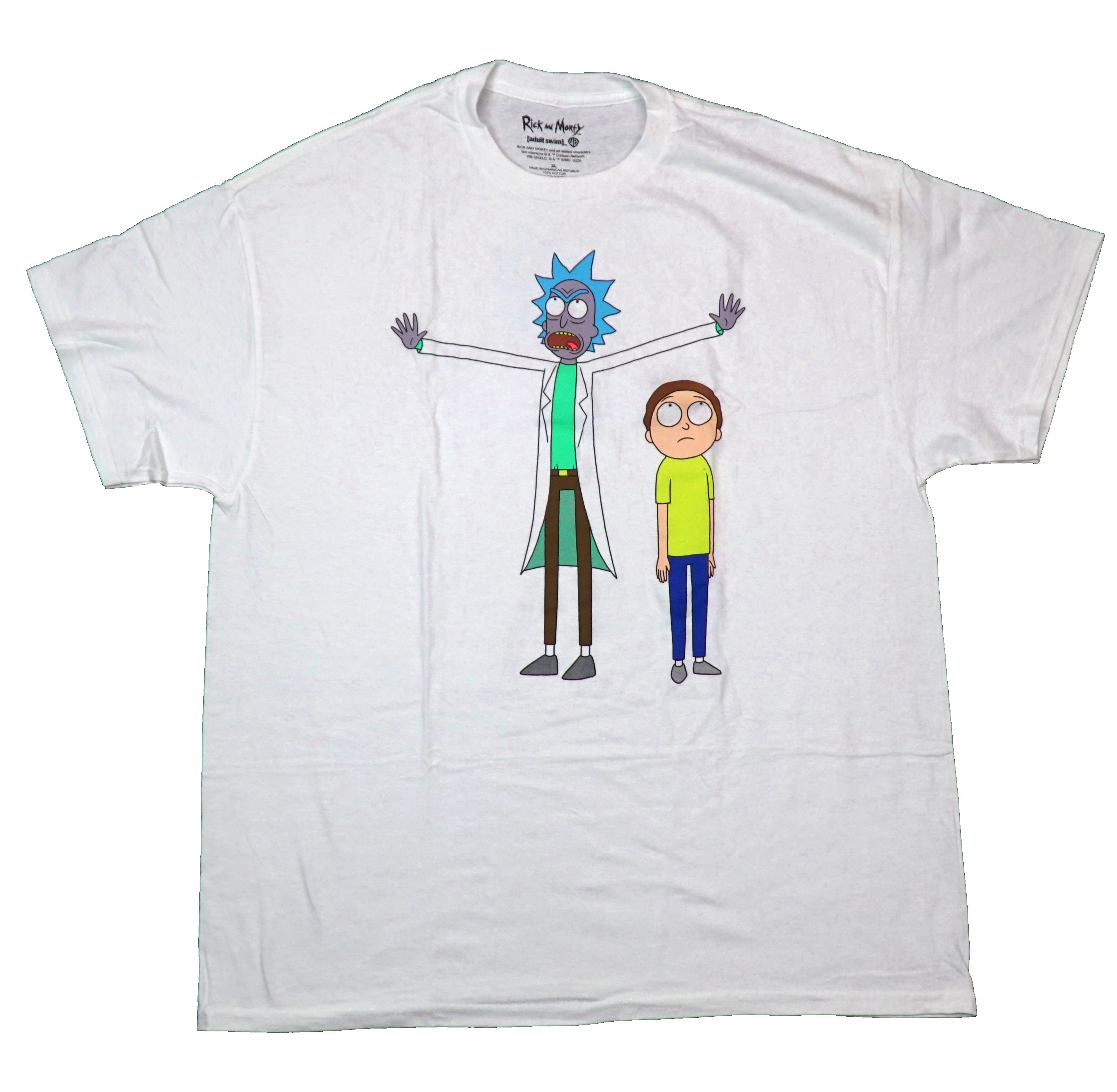 Rick and Morty Mens T-Shirt -  Both Looking Up Rear Image On Back