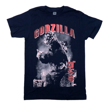 Godzilla Mens T-Shirt - Classic Destruction Under Red Title