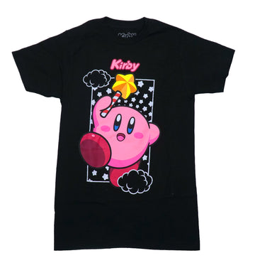 Kirby Mens T-Shirt - Among Distressed White Clouds Below Name