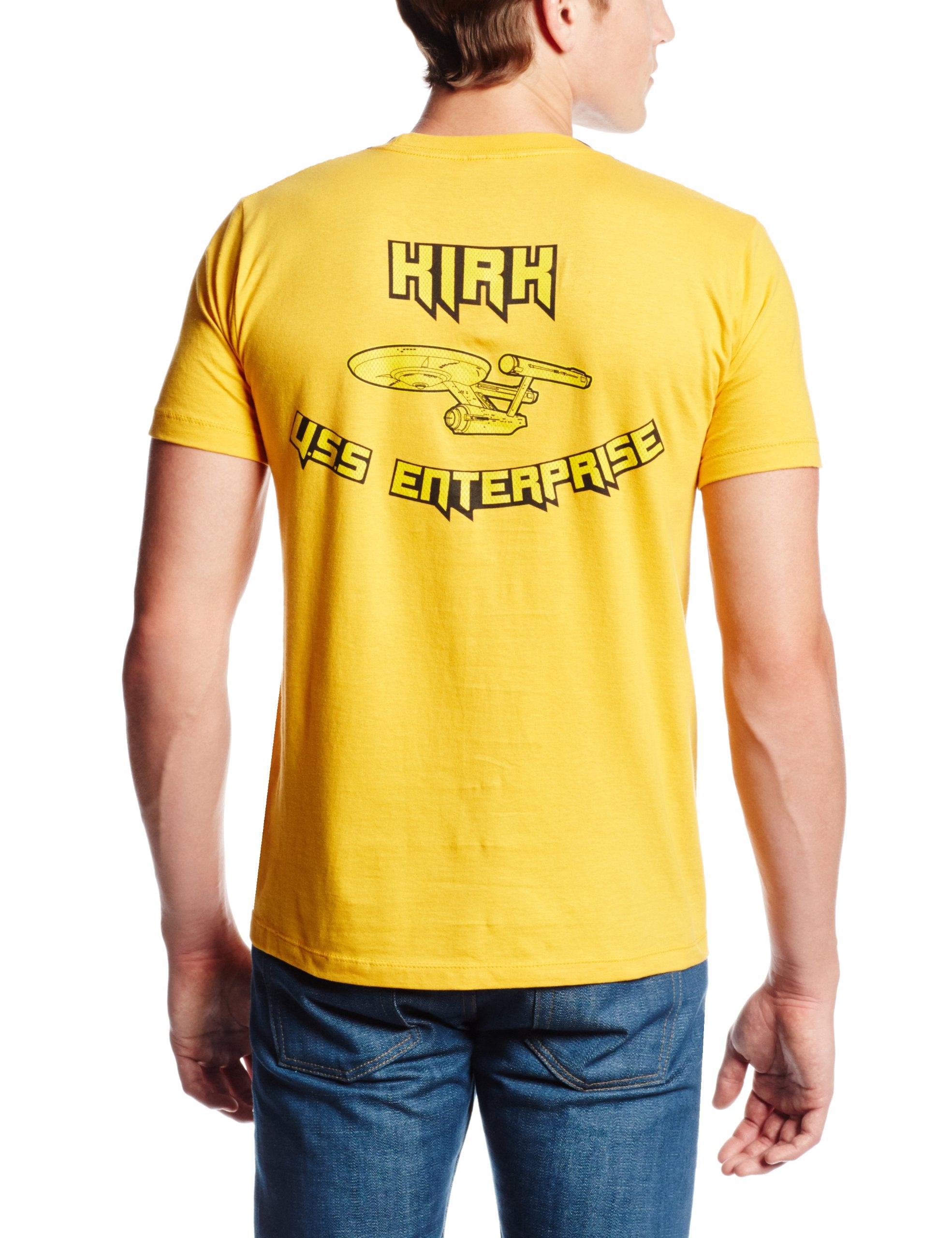 Star Trek Mens T-Shirt - Captain Kirk Costume Front USS ENTERPRISE Back
