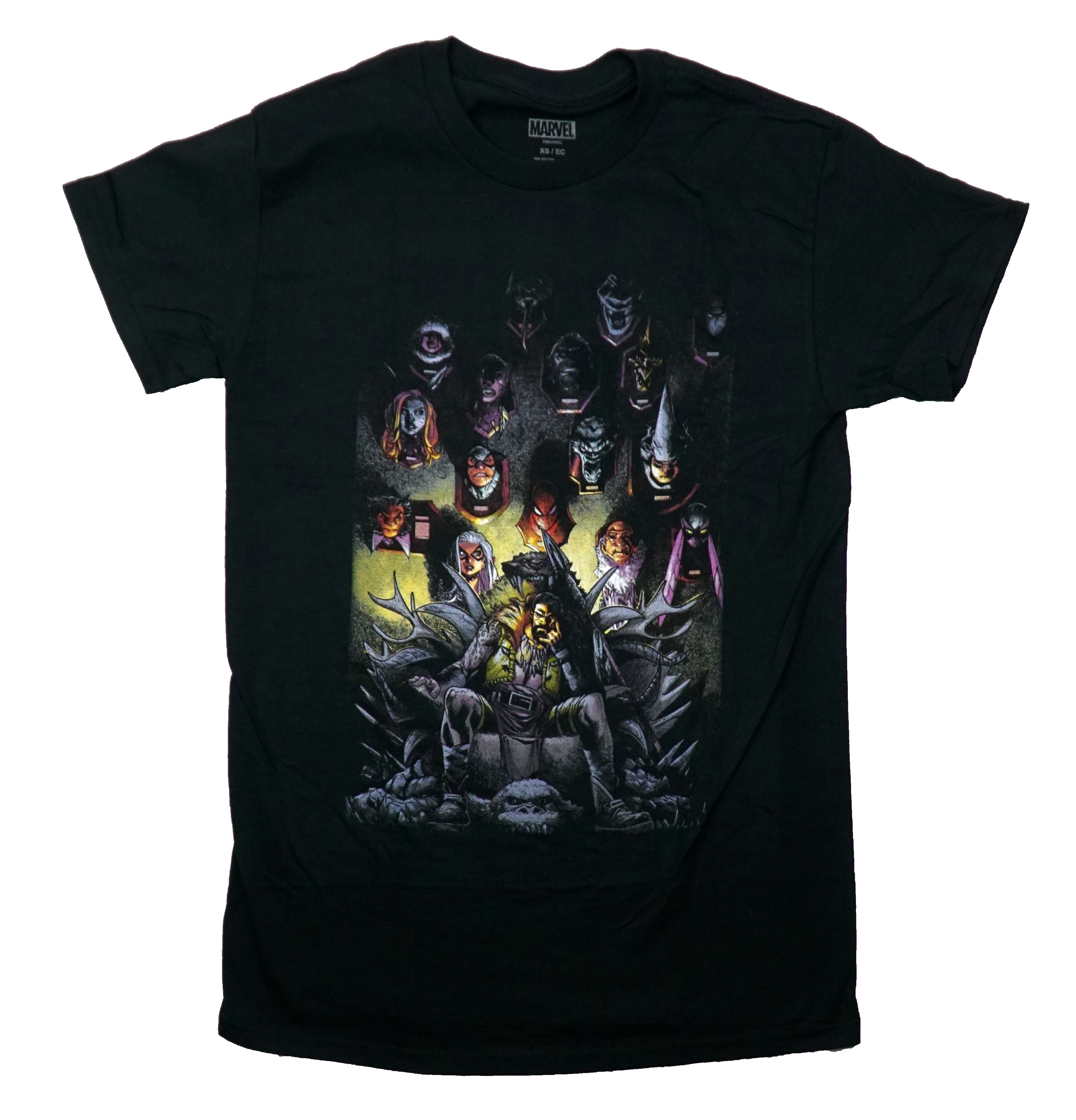 Kraven the Hunter Mens T-Shirt - Marvel Sitting In Front of His Trophies