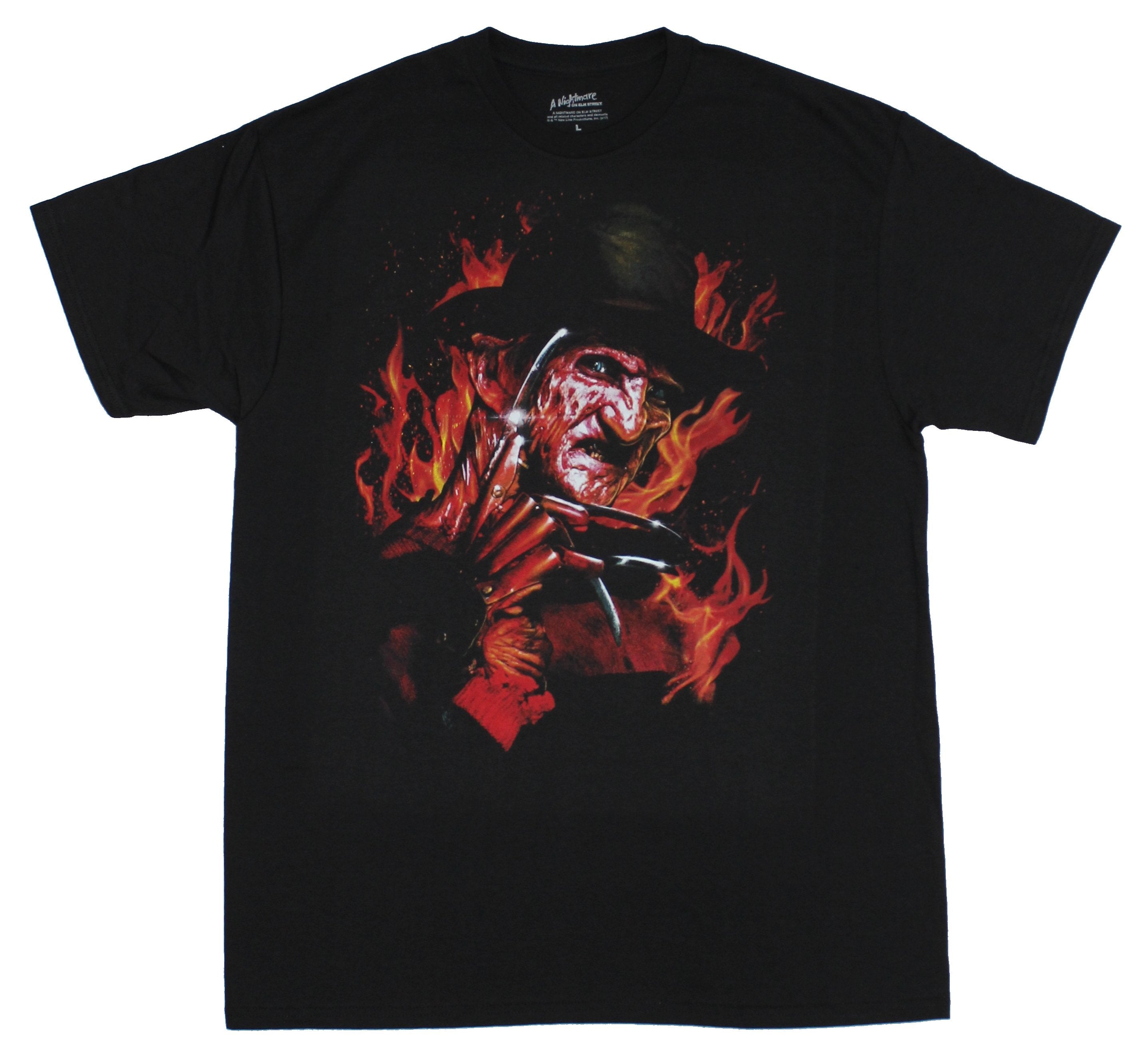 Nightmare on Elm Street Mens T-Shirt - Flaming Freddy Kruger Come Here Pose