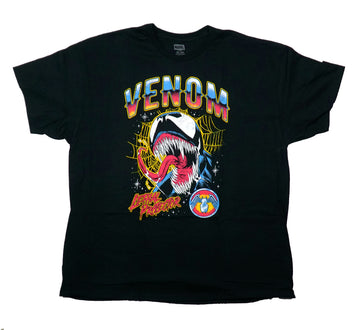 Venom Mens T-Shirt -Tongue Out Yellow Web Under Name Lethal Protector