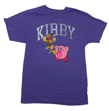 Kirby Mens T-Shirt - Distressed Eating Floating Food Below Name