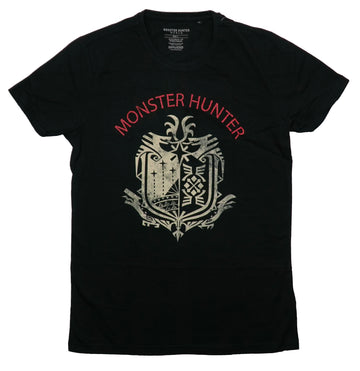 Monster Hunter World Mens T-Shirt - Tan Crest on Black