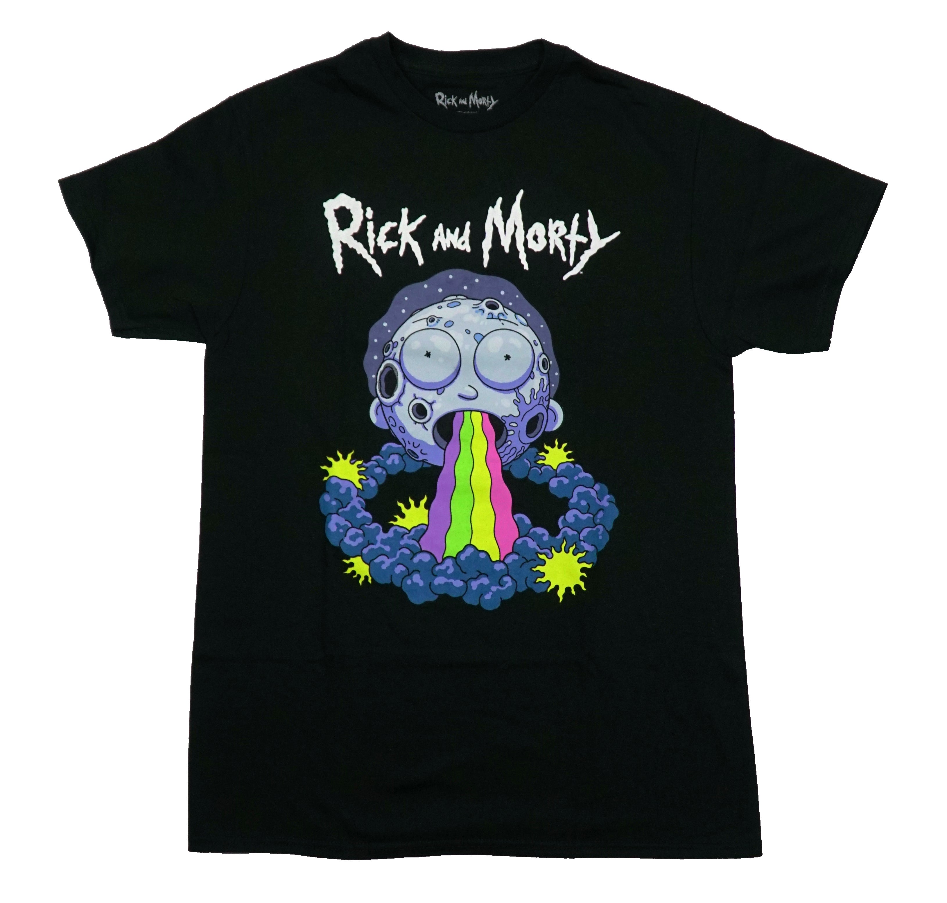 Rick and Morty Mens T-Shirt - Trippy Rainbow Vomit