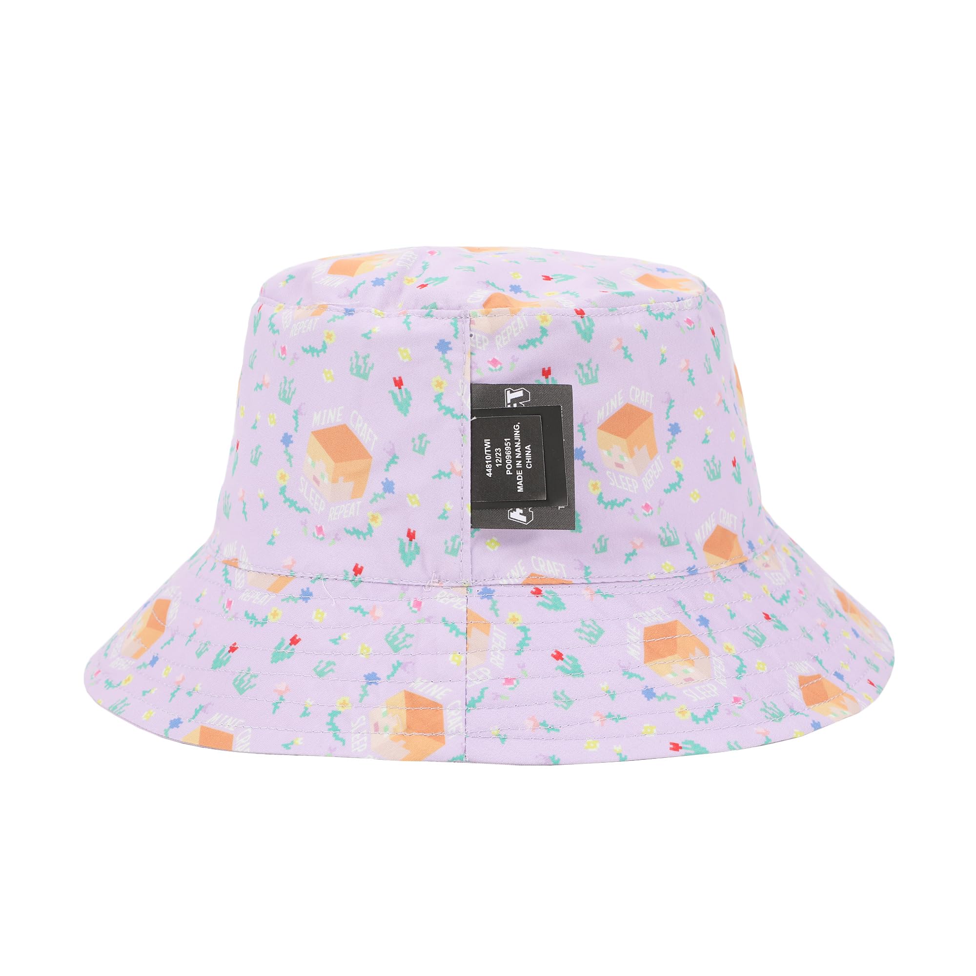 Bioworld Minecraft Confetti Blocks Youth Reversible Bucket Hat - Purple