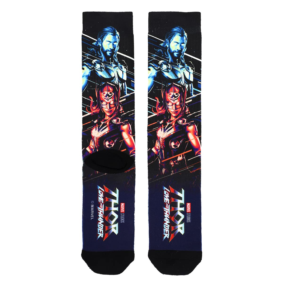Bioworld Thor Love And Thunder Character Poster Athletic Crew Socks for Men