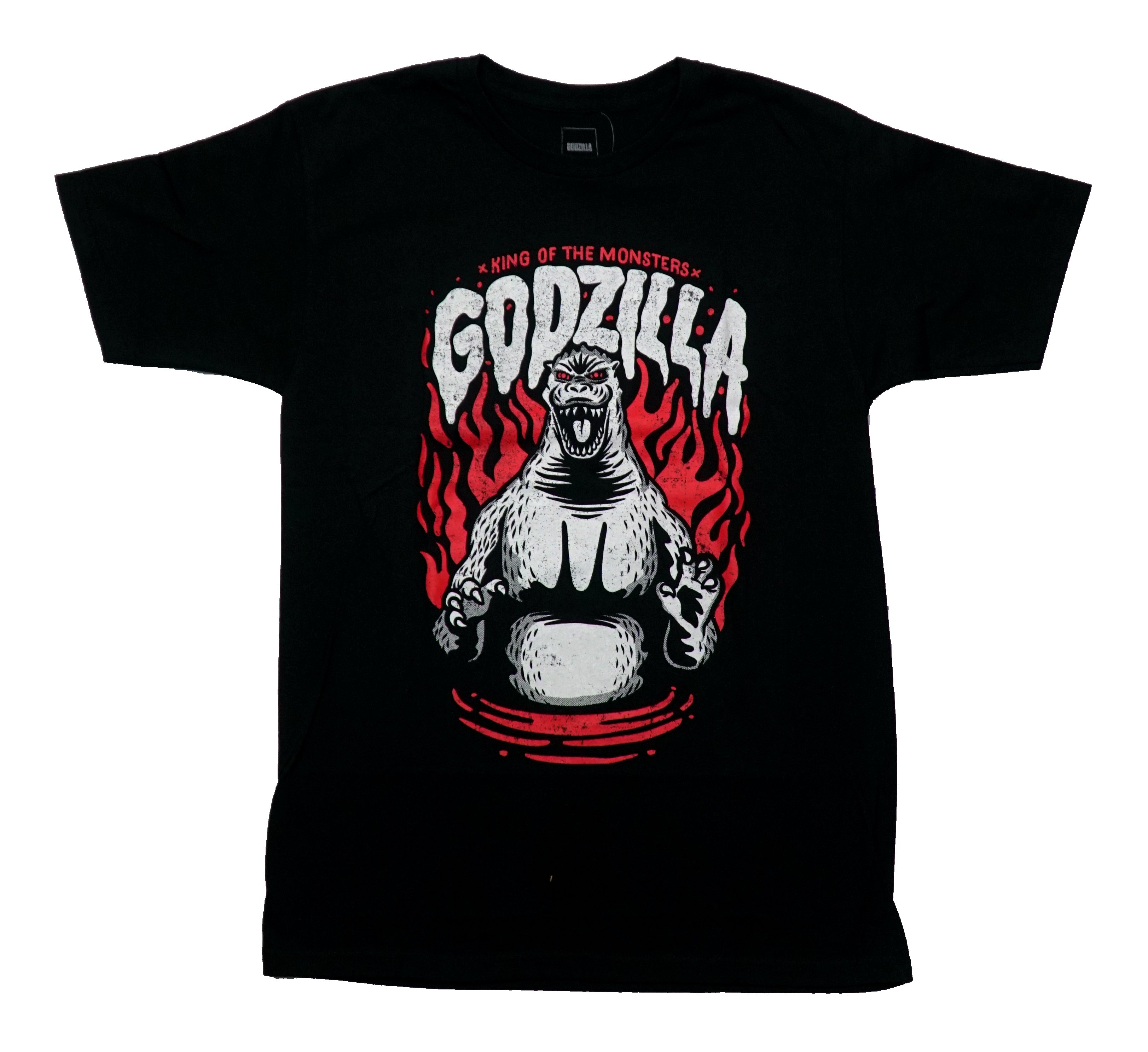 Godzilla Mens T-Shirt - King of Monsters Drawn Graphic Red, White, Black