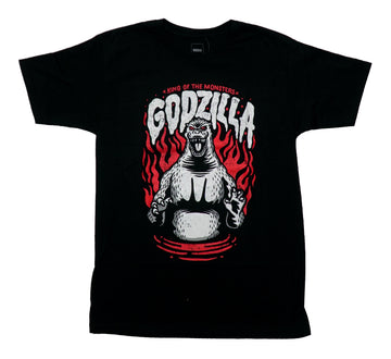Godzilla Mens T-Shirt - King of Monsters Drawn Graphic Red, White, Black