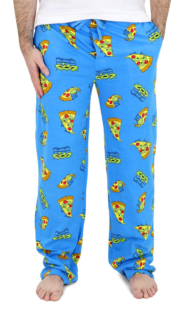 Disney Toy Story Pizza Planet Aliens PJ Pants Pajamas for Men - Elastic Waist, Pockets, Button Fly