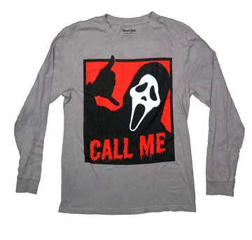 Scream Mens Long Sleeve T-Shirt -Ghost Face Dripping Blood Call Me