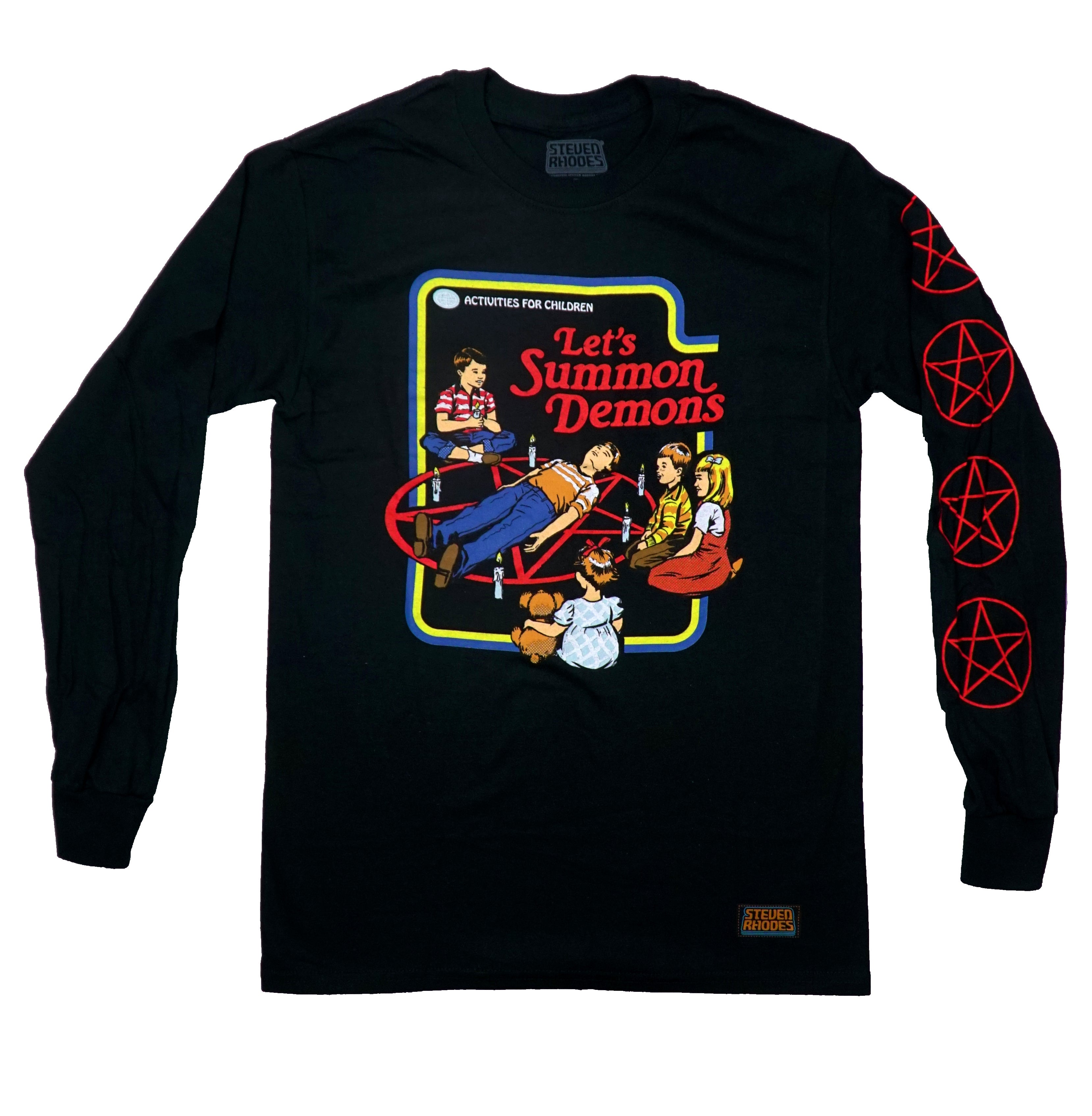 Steven Rhodes Mens T-Shirt -Circle Lets Summon Demons Pentagrams
