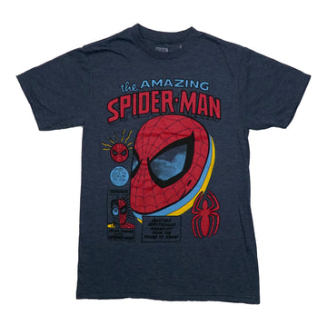 Spider-Man Mens T-Shirt - Giant Head Along Spider Featuring Peter Parker