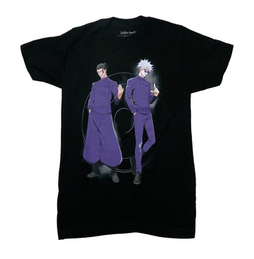 Jujutsu Kaisen Mens T-Shirt -Suguru and Gojo Side by Side Symbols on Back