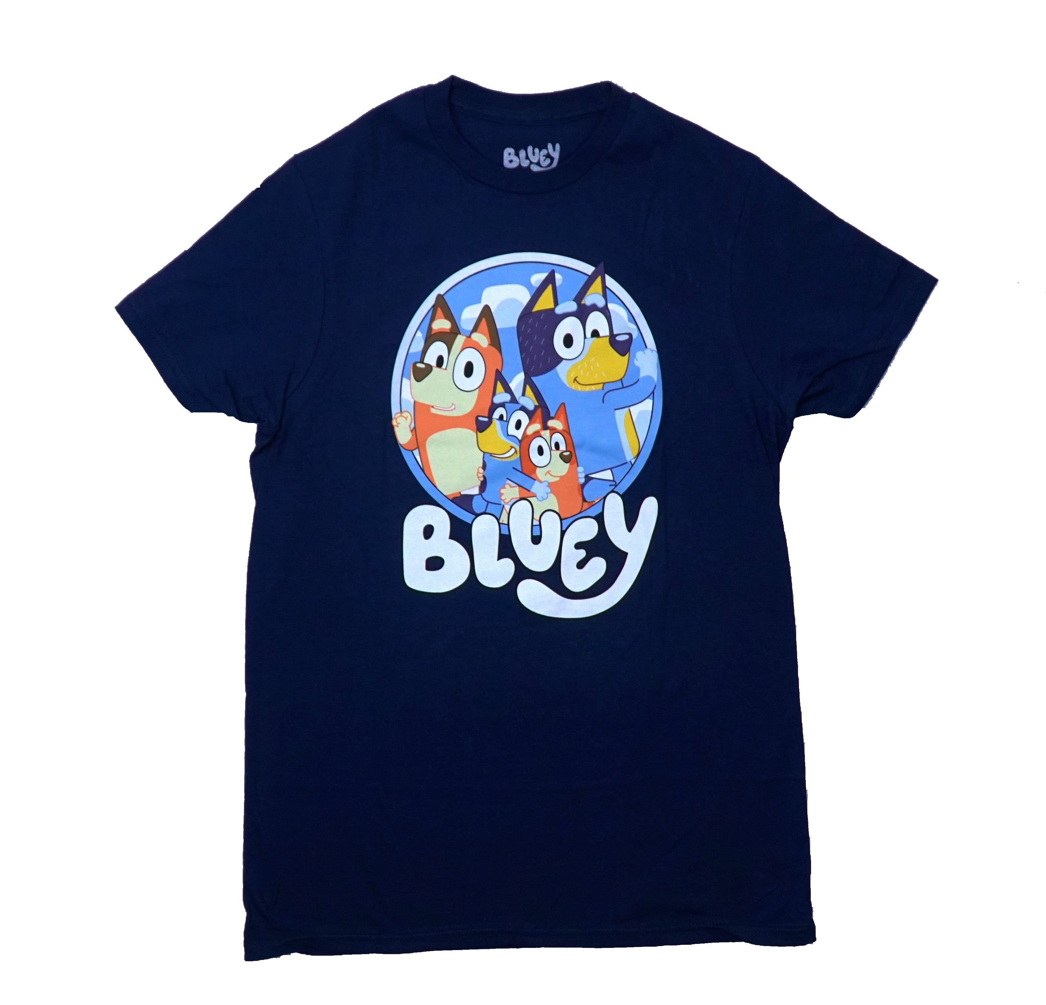 Bluey Mens T-Shirt - Bluey Bingo Chilli Bandit in Circle Over Name