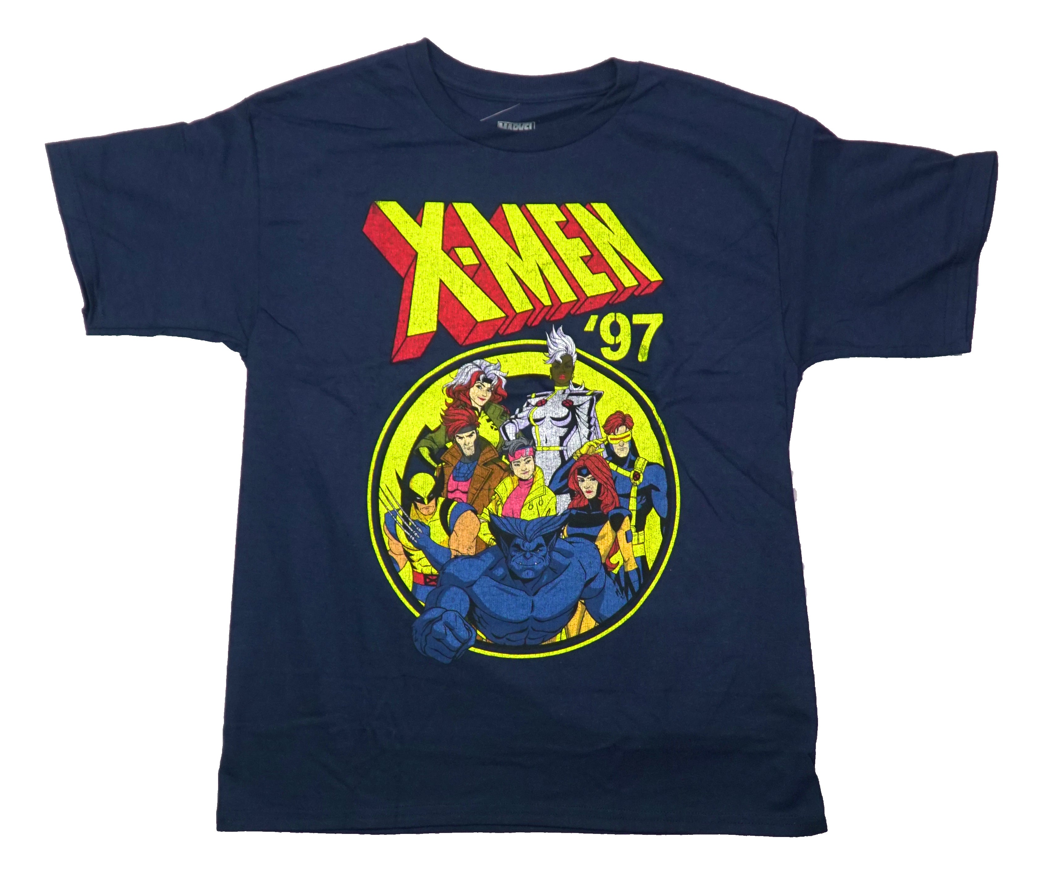 X-Men '97 Mens T-Shirt - Distressed Cast In Sunny Circle