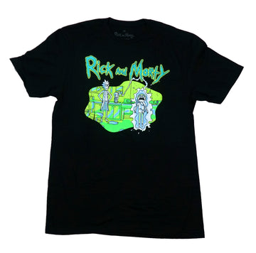 Ricky and Morty Mens T-Shirt - Green Lab Morty Being Electrified