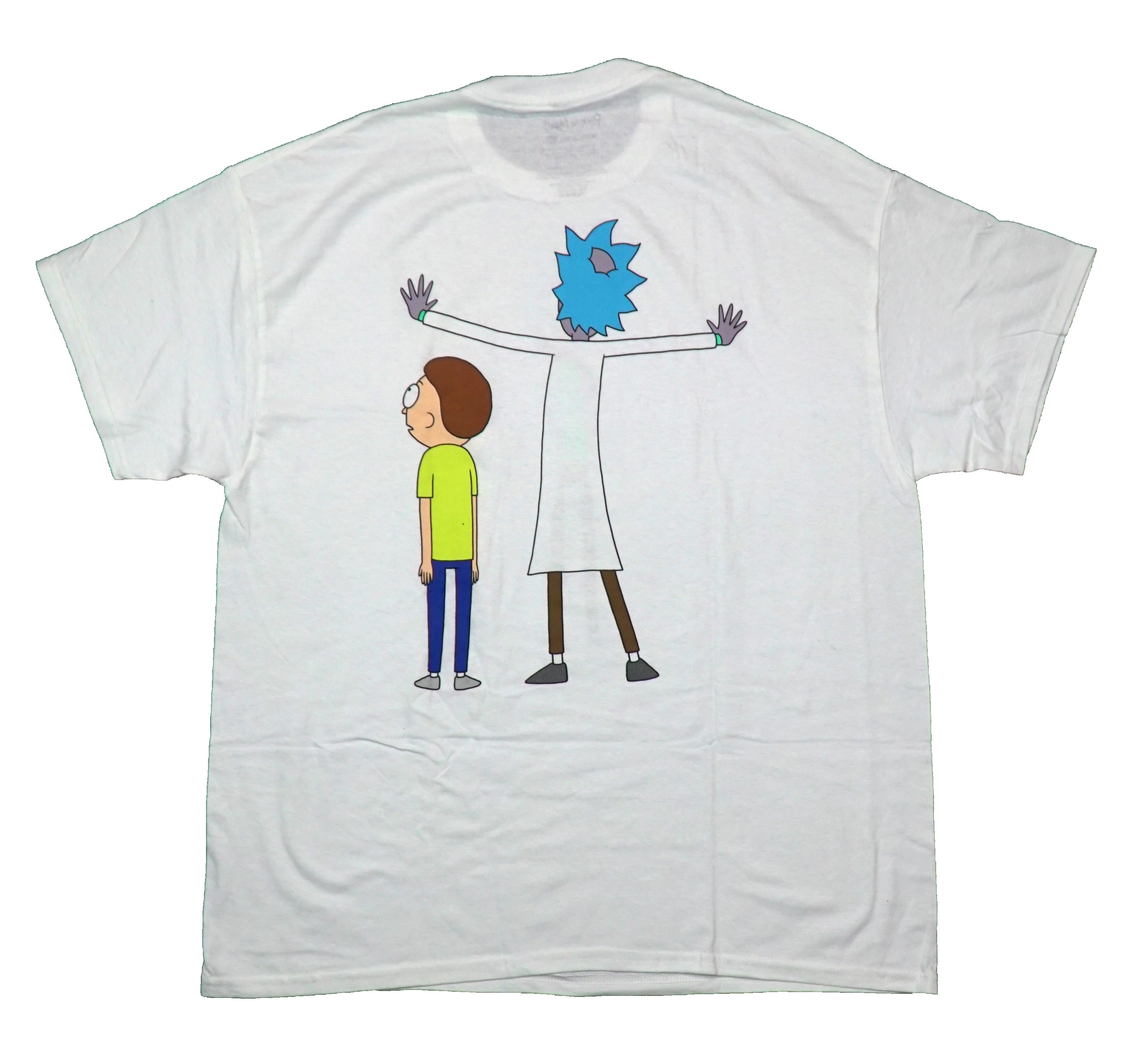 Rick and Morty Mens T-Shirt -  Both Looking Up Rear Image On Back
