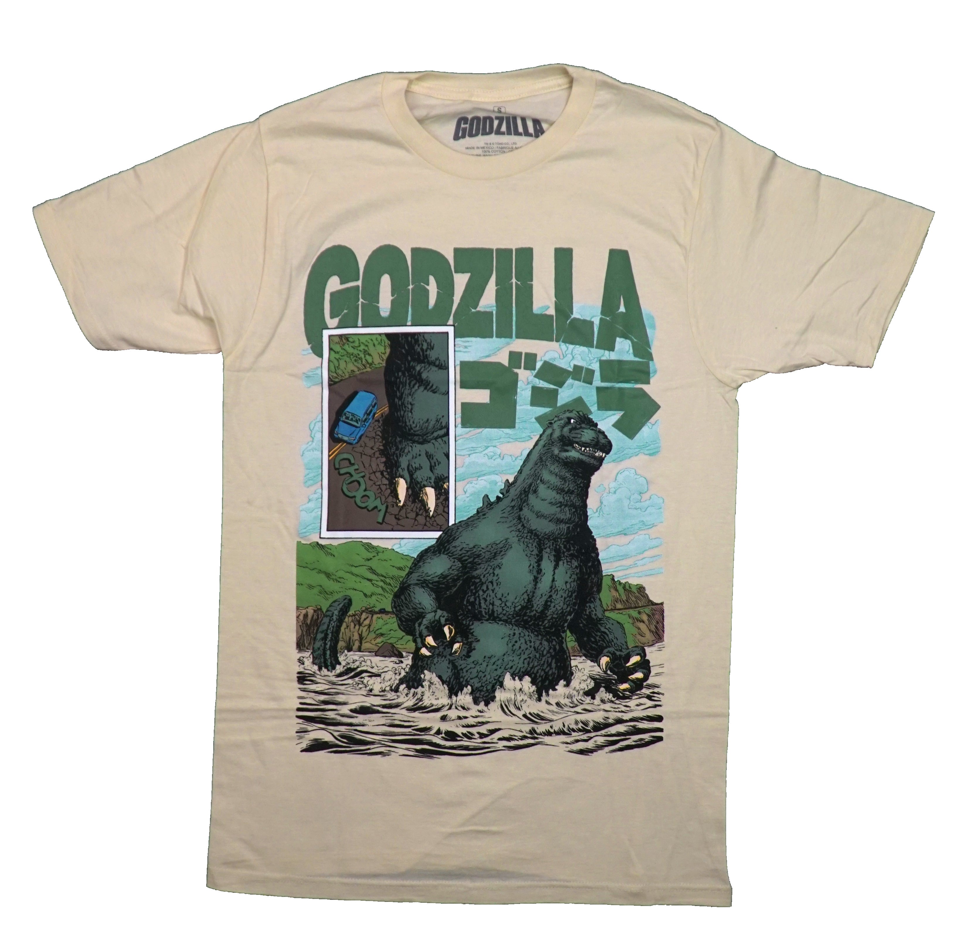 Godzilla Mens T-Shirt - Standing in Ocean Art Adams Art Image