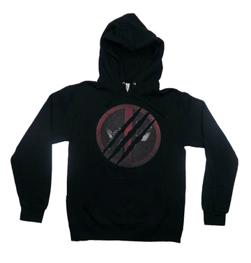 Deadpool & Wolverine Mens Hoodie - Wolverine Slash over Deadpool Logo