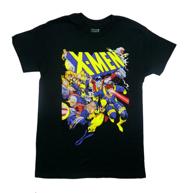 X-Men Mens T-Shirt - MArvel Cast Below Name Wolverine Leading the Charge