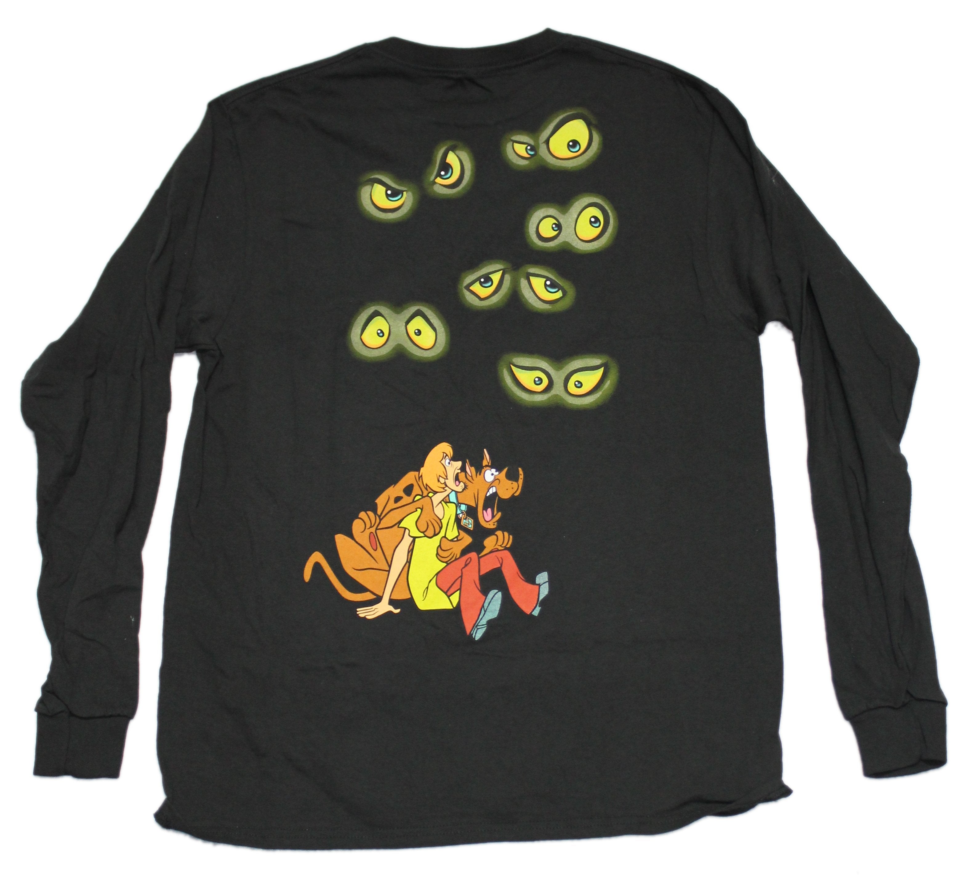 Scooby Doo Mens Long Sleeve T-Shirt - Lapel Logo Eyes Back