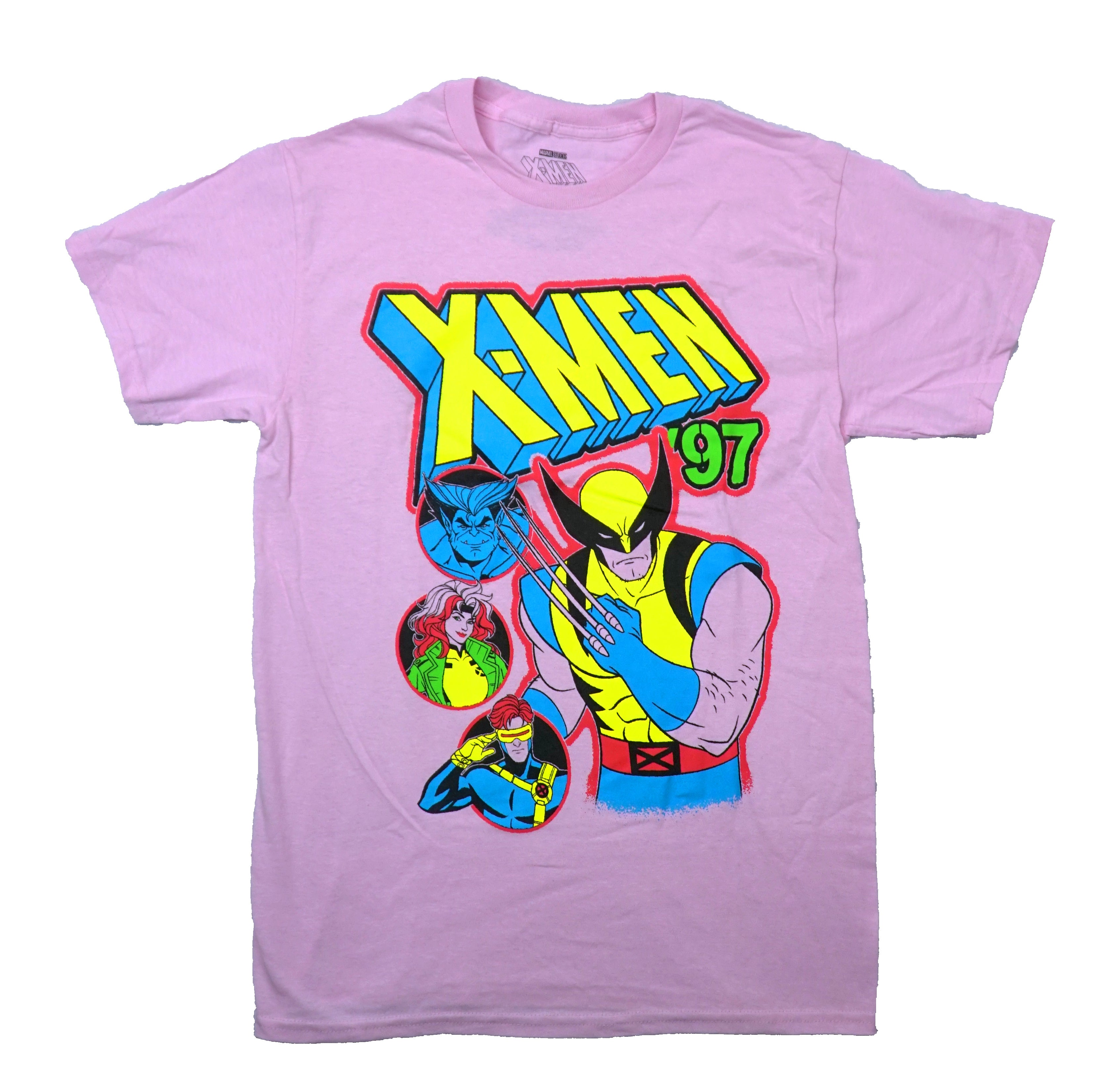 X-Men '97 Mens T-Shirt - Three Circle Images by Wolverine Red Outline