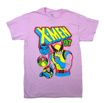 X-Men '97 Mens T-Shirt - Three Circle Images by Wolverine Red Outline