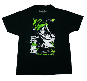 Attack on Titan  Mens T-Shirt - Captain Levi Black & White Image Above Name