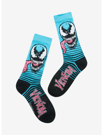 Marvel Spider-Man Venom Neon Blue 9" Mens Crew Socks