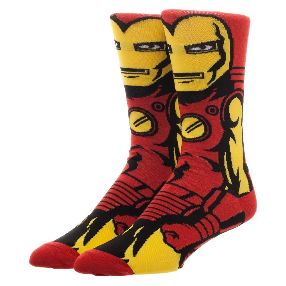 Grand Clothing Outlet Super Hero Marvel Comics Ironman Character 360 Crew Socks, Red, One Size