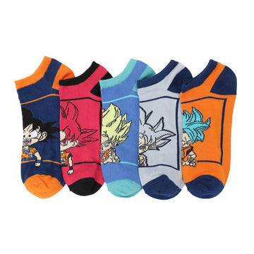 Dragon Ball Super Goku Saiyan Transformations Adult 5-Pair Ankle Socks