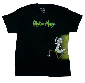 Rick & Morty Mens T-Shirt - Portal on Left Side Rick Running Front Morty Back